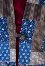 Blue patchwork long sleeve jacket