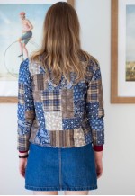 Blue patchwork long sleeve jacket