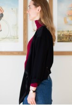 Black asymmetric shape cardigan jacket