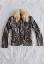 vintage y2k Italian Leather Jacket with Removable Collar