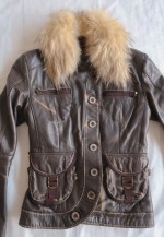 vintage y2k Italian Leather Jacket with Removable Collar