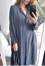 Wrap Midi Stone Blue Shirt Dress - M