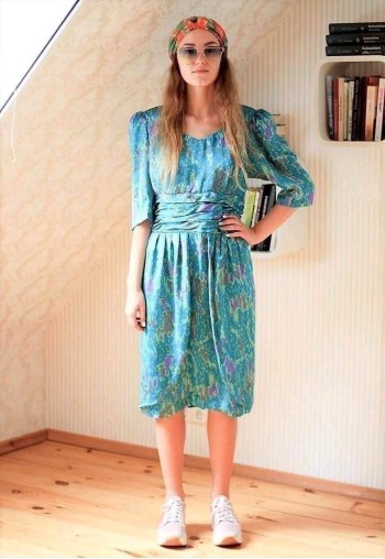 Blue green and purple vinatge dress