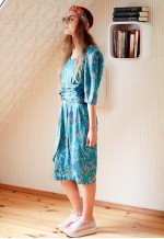 Blue green and purple vinatge dress