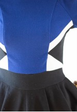 Blue and black geometrical print and shape dress