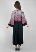 Prince Carmino of Paris 70's Vintage Floral Black Midi Dress