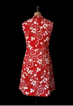 70's Vintage Red White Retro Sleeveless Bow Floral Dress