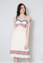 70's Vintage Dress Cream Cheesecloth Strappy Mini