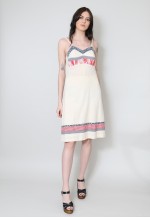 70's Vintage Dress Cream Cheesecloth Strappy Mini