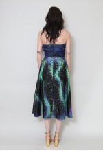 Vera Mont 70's Vintage Bandeau Black Green Midi Dress
