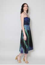 Vera Mont 70's Vintage Bandeau Black Green Midi Dress