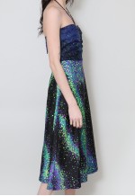 Vera Mont 70's Vintage Bandeau Black Green Midi Dress