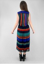 70's Vintage Puszta Sleeveless Slinky Stripe Midi Dress