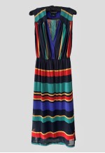 70's Vintage Puszta Sleeveless Slinky Stripe Midi Dress