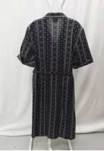 90s Vintage LP Print Shirt Dress Navy