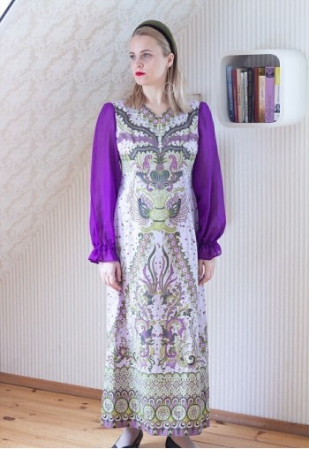 Purple long maxi floral dress