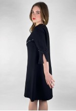 60's Black Vintage Sequin Evening Ladies Fluted Sleeve Dress