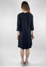 60's Black Vintage Sequin Evening Ladies Fluted Sleeve Dress