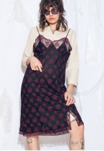 Vintage 70s Whimsigoth Slip Dress in Maroon Lace