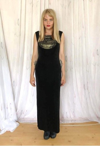 Black and gold maxi long vintage dress