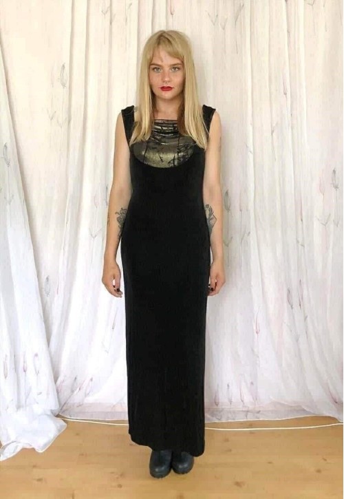 Black and gold maxi long vintage dress