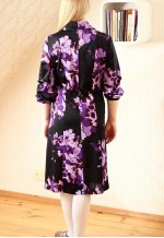 Black vintage dress with purple flowers