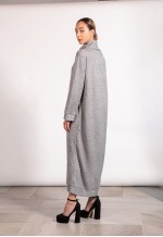 Fluffy Turtleneck Dress In Grey, Cozy Winter Dress