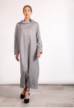 Fluffy Turtleneck Dress In Grey, Cozy Winter Dress