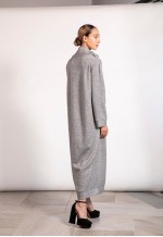 Fluffy Turtleneck Dress In Grey, Cozy Winter Dress
