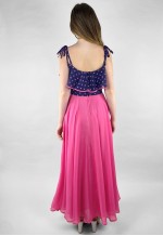 70's Vintage Pink Purple Polka Dot Ruffle Slip Maxi Dress