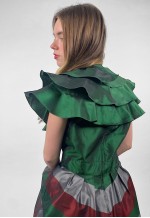 Yvette of Paris 70's Stripe Ruffle Green Evening Maxi Dress