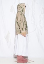 Reworked Vintage Y2K Leather Coat in Hand Painted Green