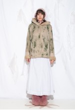 Reworked Vintage Y2K Leather Coat in Hand Painted Green