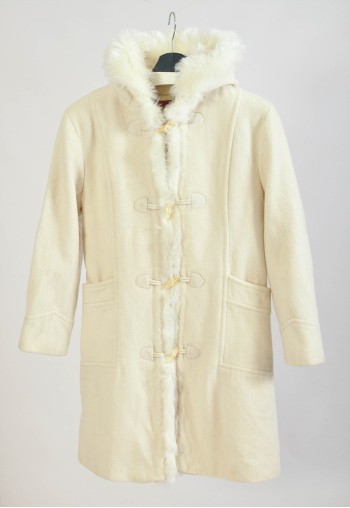 Vintage 00s white wool hoodie coat