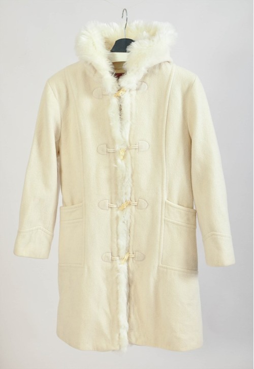 Vintage 00s white wool hoodie coat