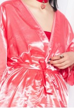 Vintage Robe Y2K Pink Satin Oversized Kimono Coat