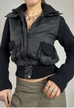 Vintage Y2K Puffer Jacket Zip Up Knit Utility Streetwear 00s