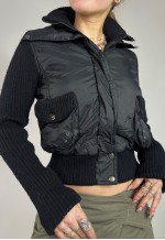 Vintage Y2K Puffer Jacket Zip Up Knit Utility Streetwear 00s