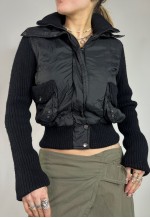 Vintage Y2K Puffer Jacket Zip Up Knit Utility Streetwear 00s