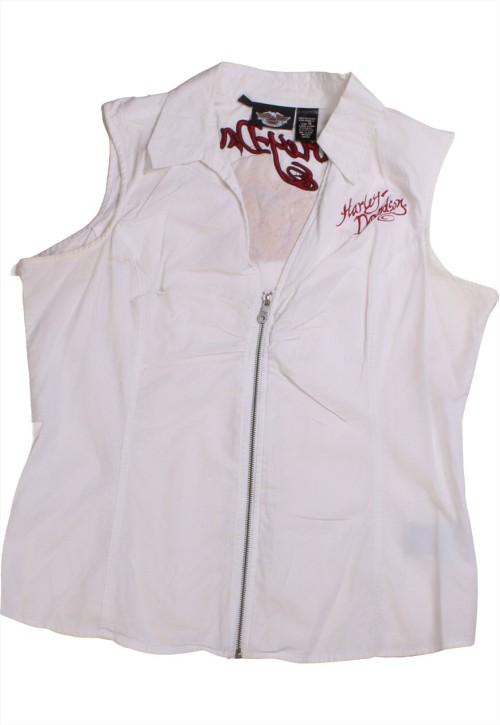 Harley Davidson Vest Sleeveless Full Zip Up Gilet XLarge Wh