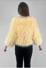 Vintage Style New Yellow Feather Jacket Crop Long Sleeve XS